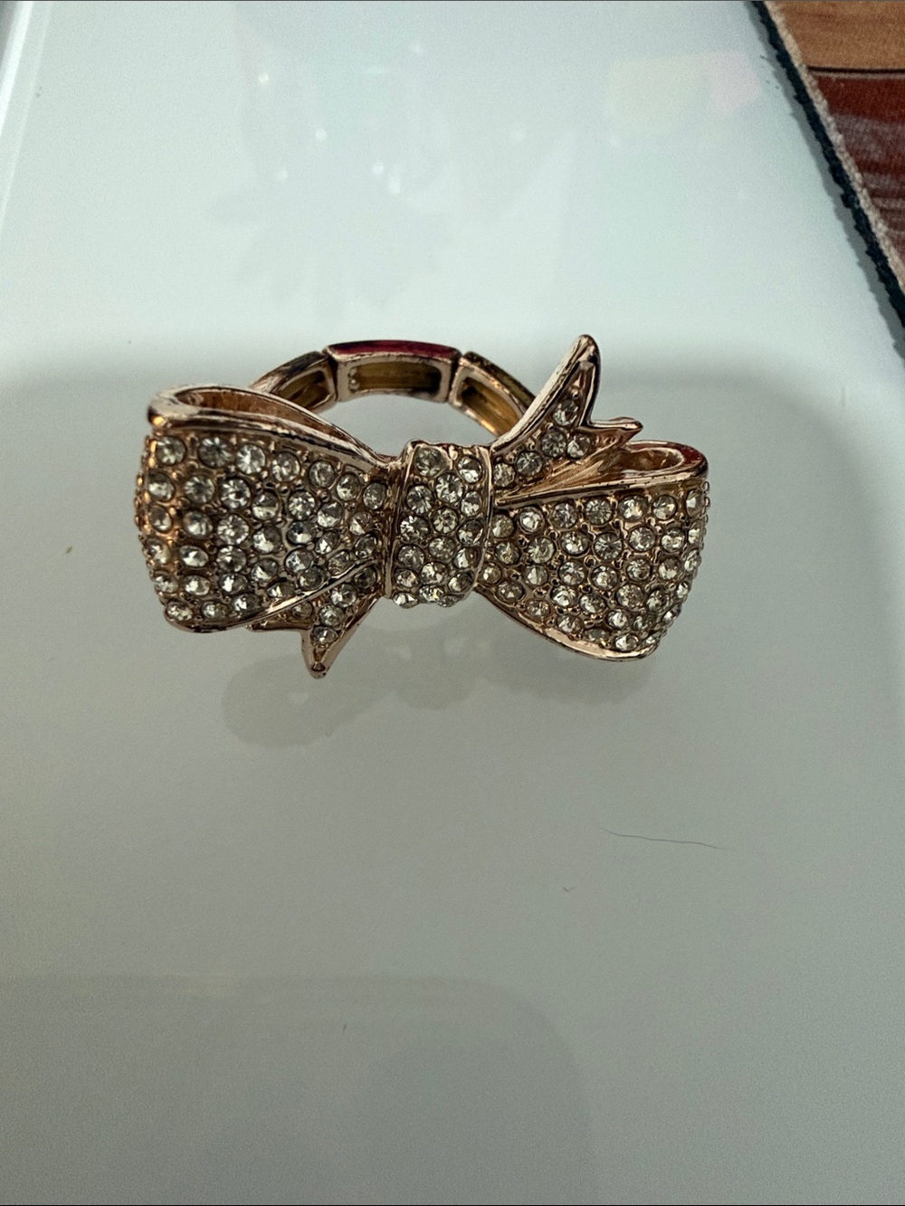 Rose Gold Crystal Bow Cocktail Ring